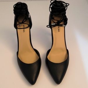 Black ankle strap heels